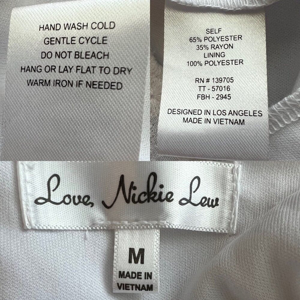Love, Nickie Lew Eyelet Strappy Cami Mini Dress Sz M White Lined Sweetheart NWT - Picture 9 of 10